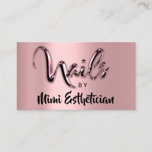 爪、 ネイルスタジオアーティスト爪、 ネイルロゴスクリプトピンクローズ 名刺 (正面)