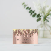 爪、 ネイルスタジオドリップバラ金ゴールドQRコードロゴワックス体 名刺 (スタンド正面)