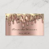 爪、 ネイルスタジオドリップバラ金ゴールドQRコードロゴワックス体 名刺 (正面)