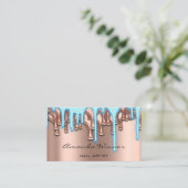 爪、 ネイルスタジオドリップバラQRコードロゴワックス体ブルー 名刺 (スタンド正面)