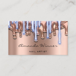 爪、 ネイルスタジオドリップバラQRコードロゴワックス体ブルー 名刺