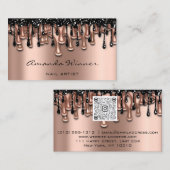 爪、 ネイルスタジオドリップバラQRコードロゴワックス体気に 名刺 (正面/裏面)