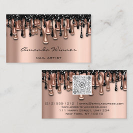 爪、 ネイルスタジオドリップバラQRコードロゴワックス体気に 名刺