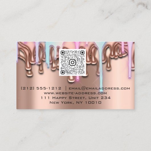 爪、 ネイルスタジオドリップバラQRロゴワックスエピレーションピンク 名刺 (裏面)