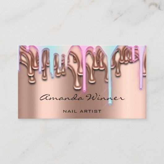 爪、 ネイルスタジオドリップバラQRロゴワックスエピレーションピンク 名刺 (正面)