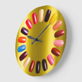 爪、 ネイルスタジオレッドイエローパープル爪、 ネイルスタイリスト ラージ壁時計 (傾斜)