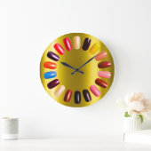 爪、 ネイルスタジオレッドイエローパープル爪、 ネイルスタイリスト ラージ壁時計 (ホーム)