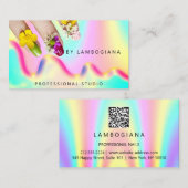 爪、 ネイルスタジオロゴホログラフQRコードモダン 名刺 (正面/裏面)