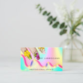 爪、 ネイルスタジオロゴホログラフQRコードモダン 名刺 (スタンド正面)