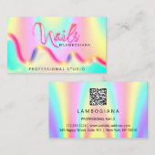 爪、 ネイルスタジオロゴホログラフQRコードユニーク 名刺 (正面/裏面)