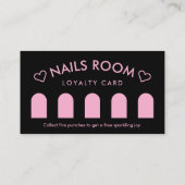 爪、 ネイルスパセラピストブラックピンクロイヤリティ 名刺 (裏面)
