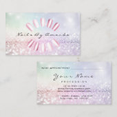 爪、 ネイルズアーティストメイクアップブルーパステルピンクアポイントメント 予約カード (正面/裏面)