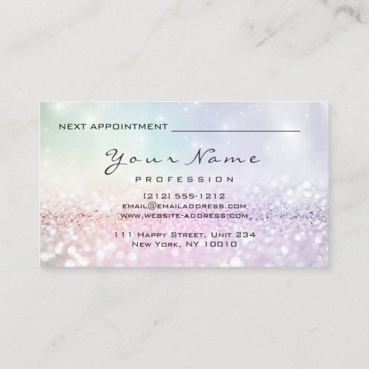 爪、 ネイルズアーティストメイクアップブルーパステルピンクアポイントメント 予約カード (裏面)