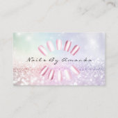 爪、 ネイルズアーティストメイクアップブルーパステルピンクアポイントメント 予約カード (正面)