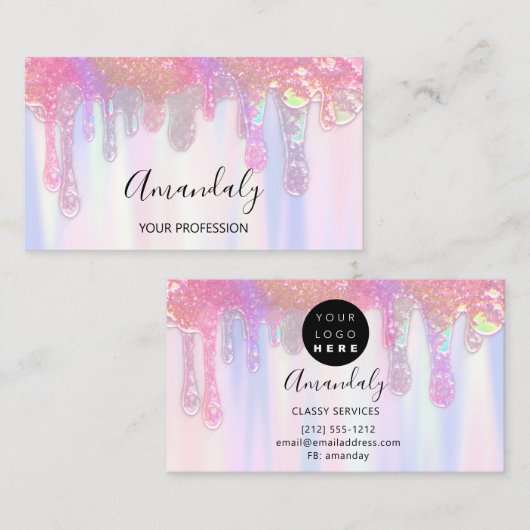 爪、 ネイルズスタジオ美しいクリエイティブロゴドリップホログラフ 名刺 (正面/裏面)