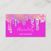 爪、 ネイルズスタジオ美しいロゴドリップズホログラフィピンク 名刺 (正面)