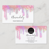 爪、 ネイルズスタジオ美しいロゴドリップホログラフィーホワイト 名刺 (正面/裏面)