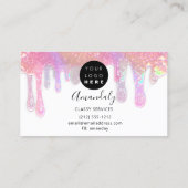 爪、 ネイルズスタジオ美しいロゴドリップホログラフィーホワイト 名刺 (裏面)