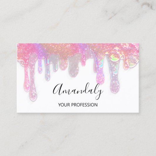 爪、 ネイルズスタジオ美しいロゴドリップホログラフィーホワイト 名刺 (正面)