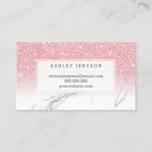 爪、 ネイルタイポグラフィピンクグリッターマーブル 名刺 (裏面)