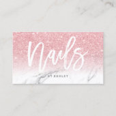爪、 ネイルタイポグラフィピンクグリッターマーブル 名刺 (正面)