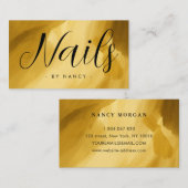 爪、 ネイルタイポグラフィ金ゴールドブラシ脳卒中事業 名刺 (正面/裏面)