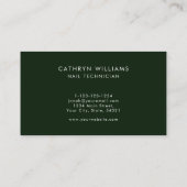 爪、 ネイルダークグリーンアニマルプリントネイリスト 名刺 (裏面)