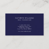 爪、 ネイルダークブルーアニマルプリントネイリスト 名刺 (裏面)