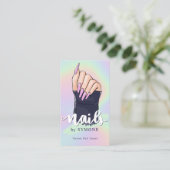 爪、 ネイルテクアーティスト美しいサロンパステルホログラフィック 名刺 (スタンド正面)