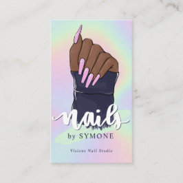 爪、 ネイルテクアーティスト美しいサロンパステルホログラフィックB 名刺