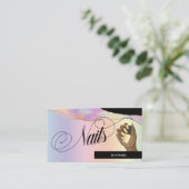 爪、 ネイルテクニカル/サロン- Holographic Pastel Rainbow、ロゴ 名刺 (スタンド正面)