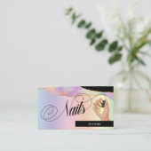 爪、 ネイルテクニカル/サロン- Holographic Pastel Rainbow、ロゴ 名刺 (スタンド正面)