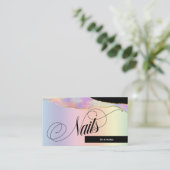 爪、 ネイルテクニカル/サロン- Holographic Pastel Rainbow、ロゴ 名刺 (スタンド正面)