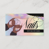 爪、 ネイルテクニカル/サロンHolographic Rainbow -カスタムロゴ  名刺 (正面)