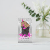 爪、 ネイルテクネイルサロンシルバーグリッター滴下 名刺 (スタンド正面)