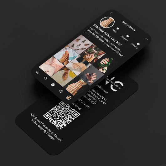 爪、 ネイルテクミニマルマニキュリストIGブラックモノグラム 名刺