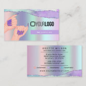 爪、 ネイルテク/サロンパステルパープルメタリック – ユアロゴ 名刺 (正面/裏面)