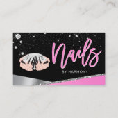 爪、 ネイルテックアーティストグラムピンクシルバーサロンブ 名刺 (正面)