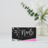 爪、 ネイルテックアーティストグラムピンクシルバーサロン 名刺 (スタンド正面)