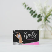 爪、 ネイルテックアーティストグラムピンクシルバーダイヤモンドサロン 名刺 (スタンド正面)
