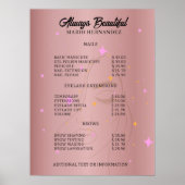 爪、 ネイルテックエステティシャン価格表バラ金ゴールド ポスター (正面)