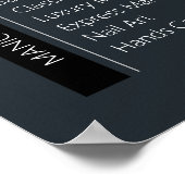 爪、 ネイルテックエステティシャン価格表白黒グレー ポスター (角)