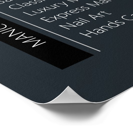 爪、 ネイルテックエステティシャン価格表白黒グレー ポスター (角)