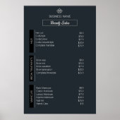 爪、 ネイルテックエステティシャン価格表白黒グレー ポスター (正面)