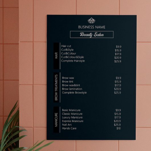 爪、 ネイルテックエステティシャン価格表白黒グレー ポスター