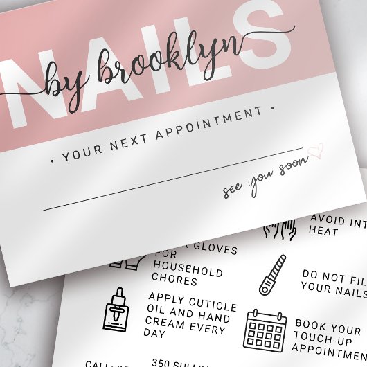 爪、 ネイルテックゲルポーランドアフターケアアポイントメントカード 名刺