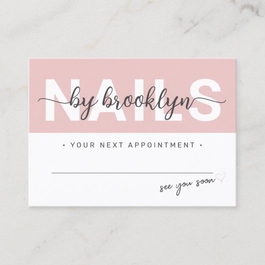 爪、 ネイルテックゲルポーランドアフターケアアポイントメントカード 名刺 (正面)