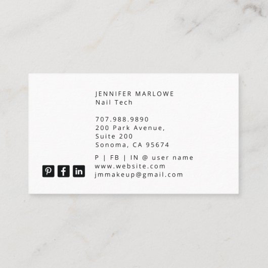 爪、 ネイルテックタロットカード名刺 名刺 (裏面)