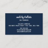 爪、 ネイルテックネイビーピンクグリッターグラデーションタイポグラフィ 名刺 (裏面)