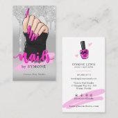 爪、 ネイルテックネイルアーティストサロンシルバーグリッタードリップブ 名刺 (正面/裏面)